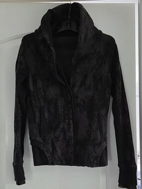 Lululemon Back To Class Black Gray Marble Shawl Collar Jacket Size 4